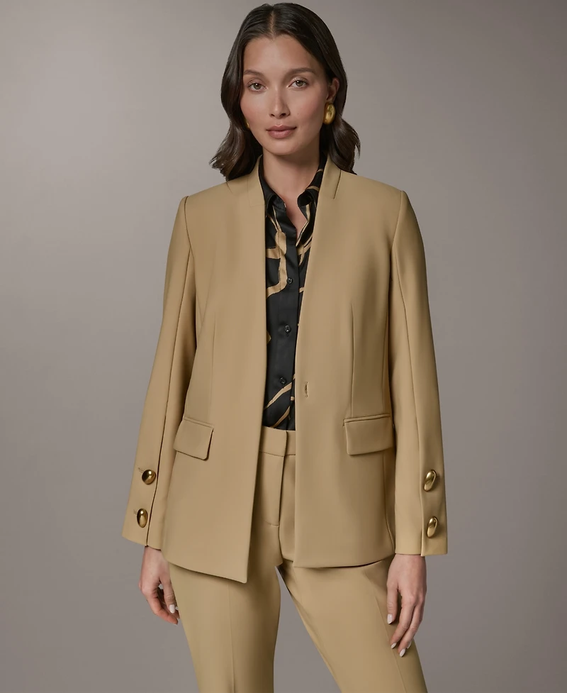 Donna Karan New York Petite Collarless Buttoned Cuff Jacket