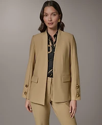 Donna Karan New York Petite Collarless Buttoned Cuff Jacket
