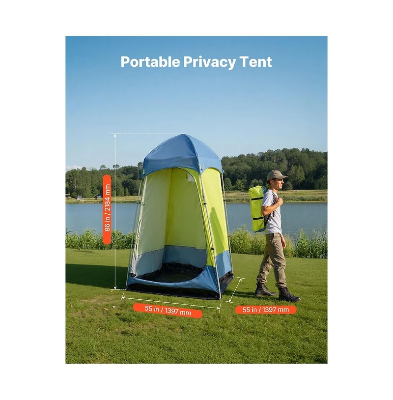 Sugift Camping Shower Tent 1 Room Portable Privacy Tent Changing Room with Ground Stakes