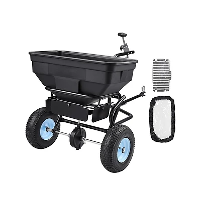 Sugift Tow Behind Broadcast Spreader 130LBS Capacity Tow/Push Garden Spreader with 13 inches Tires
