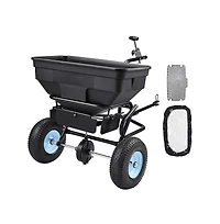 Sugift Tow Behind Broadcast Spreader 130LBS Capacity Tow/Push Garden Spreader with 13 inches Tires