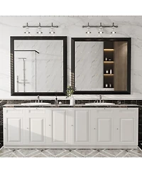 Apmir 38" x 40" Inch Thick Metal Framed Wall Mirrors for Bedroom