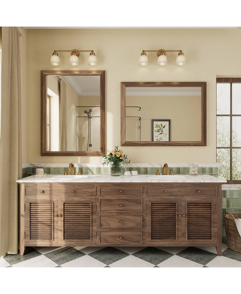 Apmir 30" x 40" Inch Thick Metal Framed Wall Mirrors for Bedroom