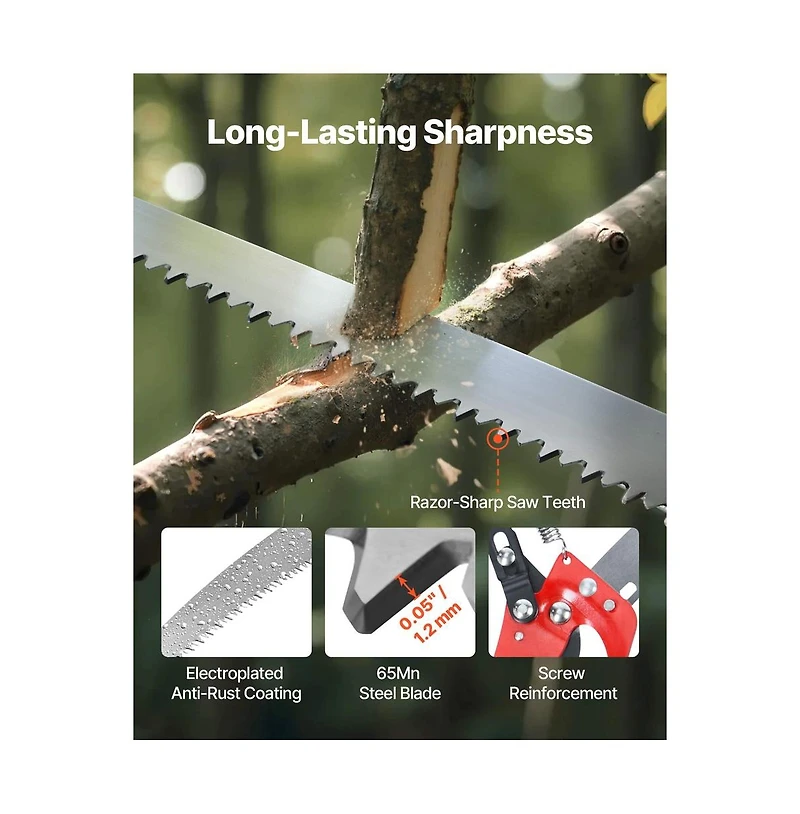 Sugift Manual Pole Saw 3.87-27 feet Extendable Pole Tree Pruner with Scissors