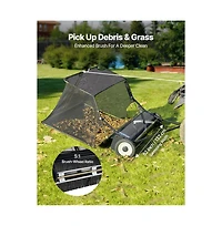 Sugift 52 in Tow Behind Yard Sweeper 26 cube.feet. Large Yard Sweeper