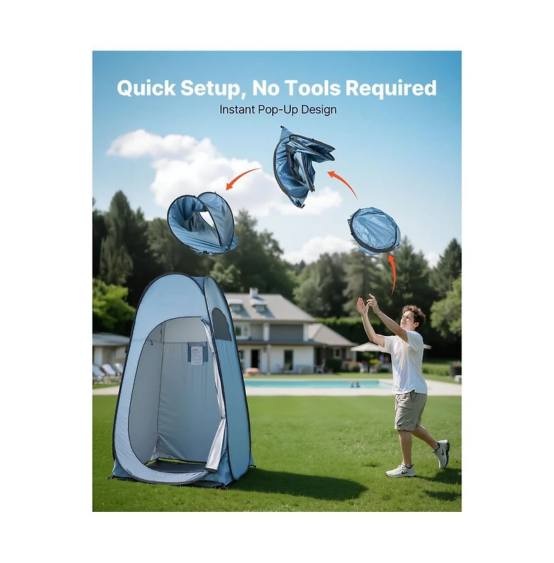 Sugift Pop up Shower Tent Instant Portable Privacy Tent Changing Room with Ground Stakes