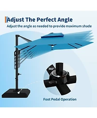 gaomon 10 ft 360degree(s) Rotation Solar Lights Cantilever Patio Umbrella with Base Included for Backyard