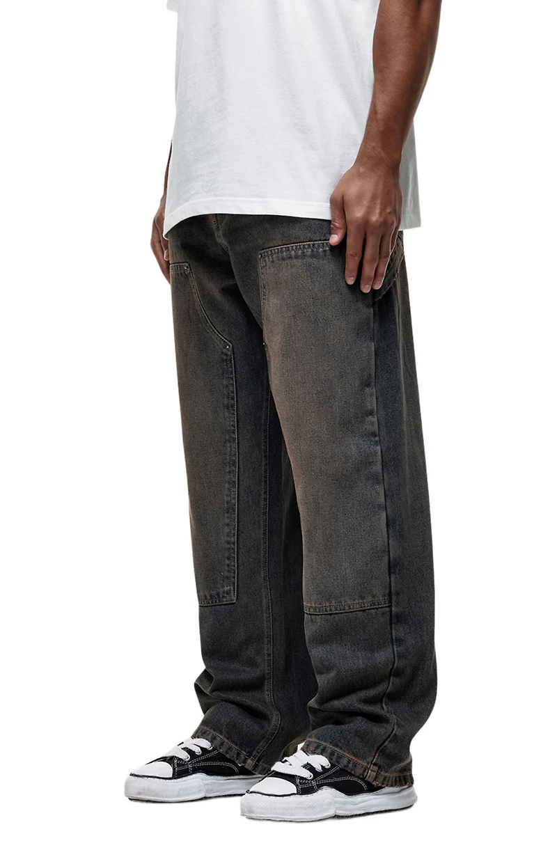 Good For Nothing Women's Traipes Blue Washed Baggy Denim Jeans