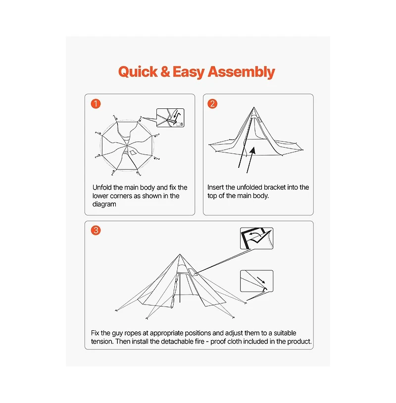 Sugift Hot Tent for 2 Persons Portable Winter Tipi Tent with Stove Jack