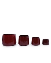Clihome Handmade Ceramic Flower Pot Set of 4, 7/9/11/14 Inch Diameter, Deep Speckled Glaze for All Flowers, Indoor/Outdoor Use on Windowsill