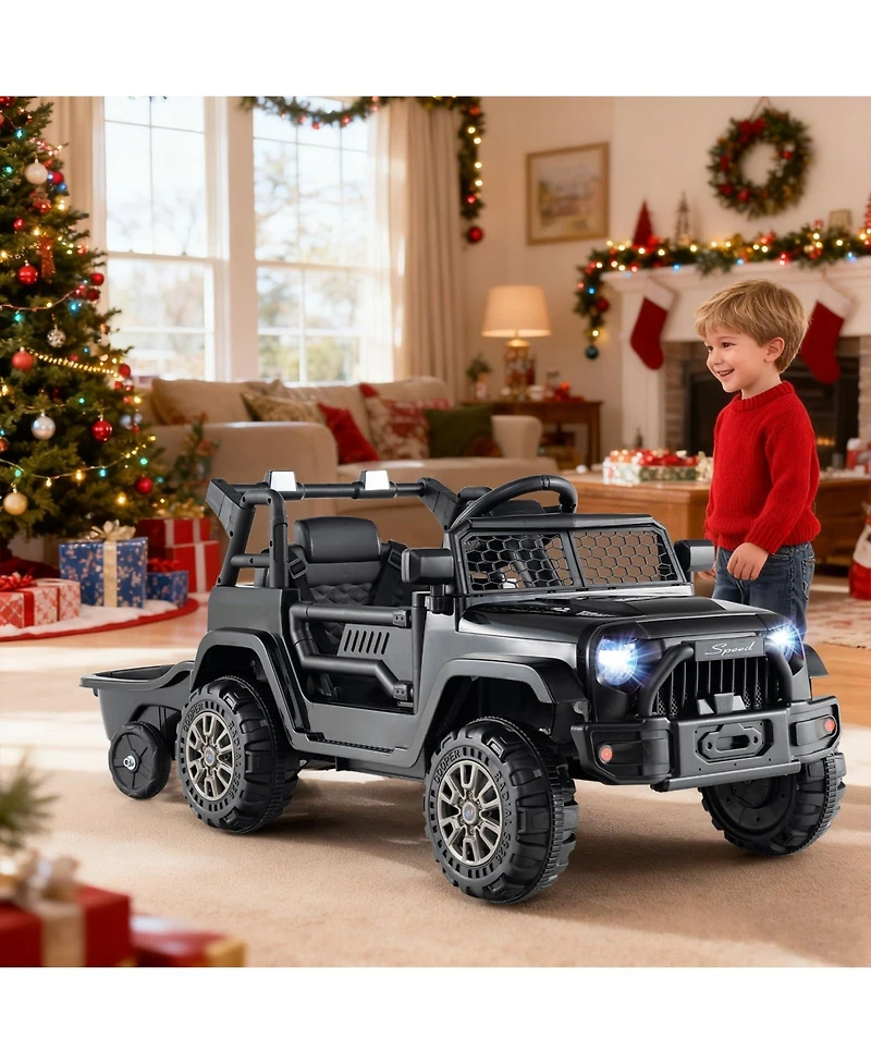Mecale Kids Ride On Utv Car with Detachable Trailer 12V Battery Powered Truck