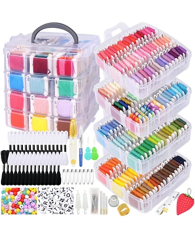 Gnuadz 1080 Pack Embroidery Floss Thread Kit Cross Sewing Tool Box