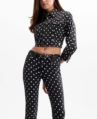 Guess Women's Rosalyn Collared Crop Jacket