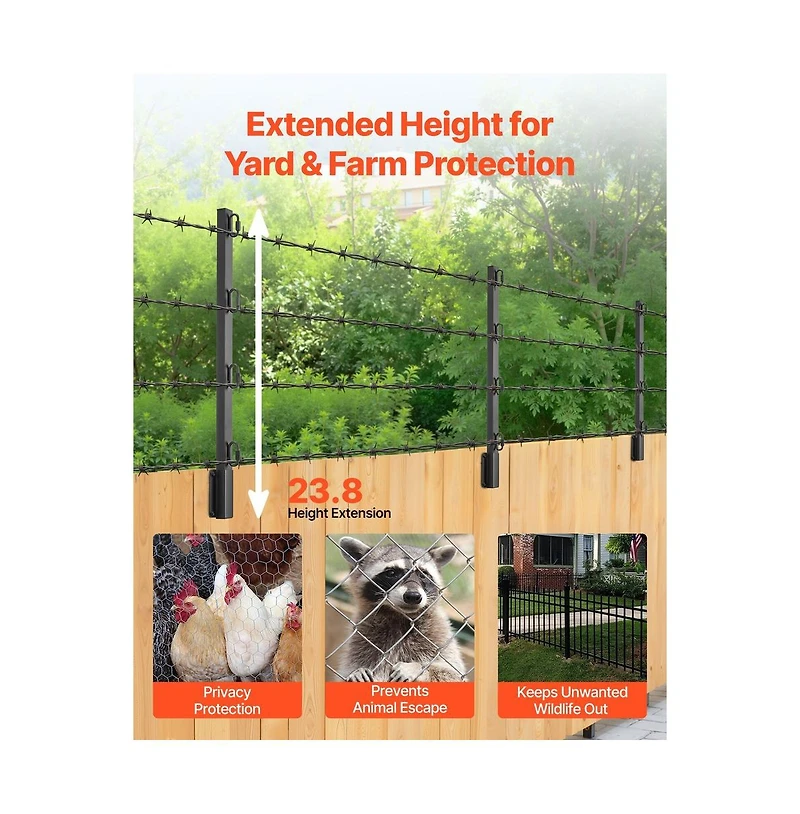 Sugift Fence Post Extender 8 Packs 23.8 inche Barbed Wire Arm
