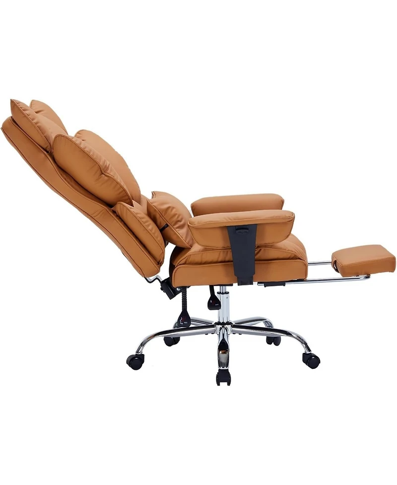 gaomon Big and Tall Office Chair with Footrest, 400lbs Executive Leather, Ergonomic High Back Desk Lumbar Support Reclining