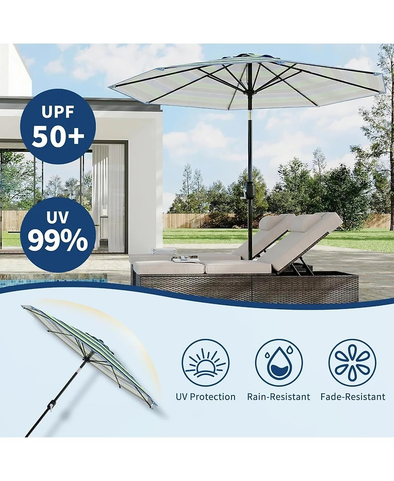 gaomon Outdoor Stripe Outdoor Patio Umbrella, Uv Protection Waterproof for Pool Deck Yard