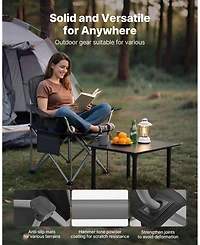 Mecale Oversized Camping Chairs 450 lbs with Cooler Bag and Cup Holder 2 Pack