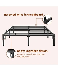 homfan Heavy Duty Metal PlLow Profile 14 Inch, Iron Slats and Legs, No Box Seasonal Needed, Quiet and Non-Slip,Under Bed Storage
