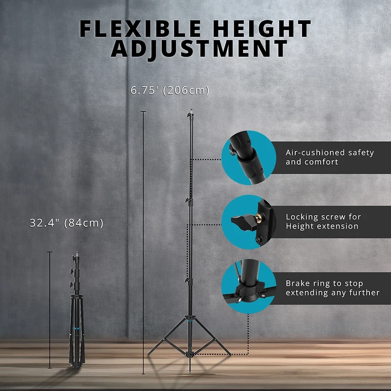 Flashpoint Pro Heavy-Duty Air-Cushioned Auto Light Stand
