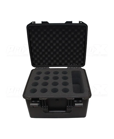 ProX Xm-1216MIC VaultX Watertight Microphone Case with Custom Foam Insert, Holds 16 Handheld Units