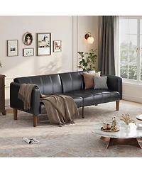 gaomon Futon Sofa Bed, 75-Inch Modern Faux Leather Convertible Couch, Mid-Century Loveseat for Small Space, Living Room, Bedroom.