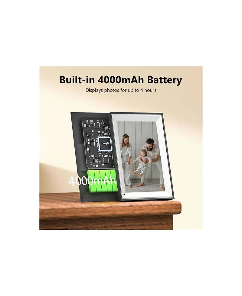 Cozyla 10.1" Wxga Wi-Fi Rechargeable Touchscreen Digital Picture Frame