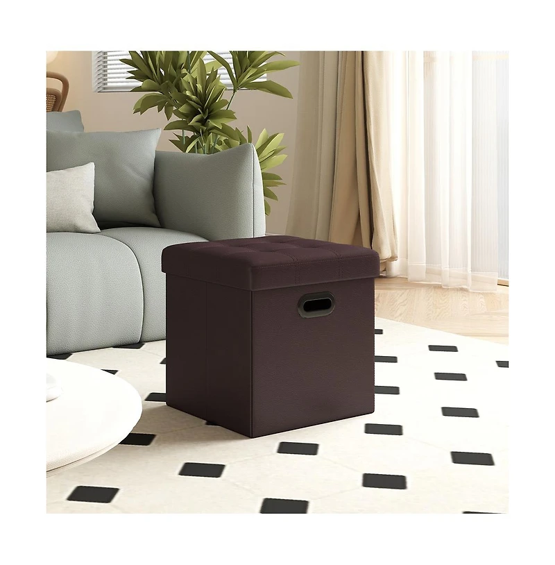 Slickblue Modern Storage Footstool Ottoman with Grommet Handles for Home Use