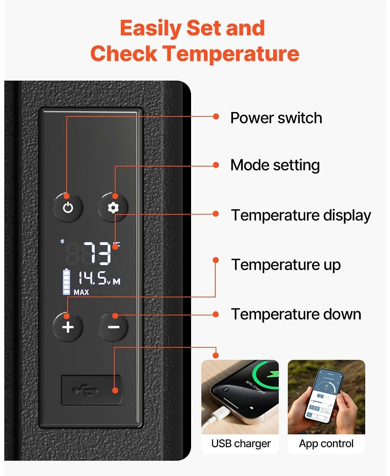 Mecale 10 Quart Portable Mini Car Freezer with App Control 12V Compact
