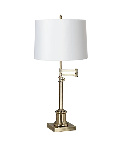 360 Lighting Traditional Swing Arm Desk Table Lamp Adjustable Height Antique Hardback Drum Shade Living Room Bedroom
