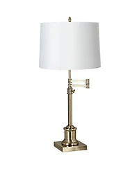 360 Lighting Traditional Swing Arm Desk Table Lamp Adjustable Height Antique Hardback Drum Shade Living Room Bedroom