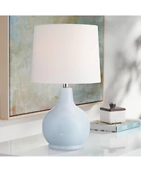 360 Lighting Sweet Dream Small Modern Coastal Accent Table Lamp Powder Blue Finish Ceramic Single Living Room Bedroom