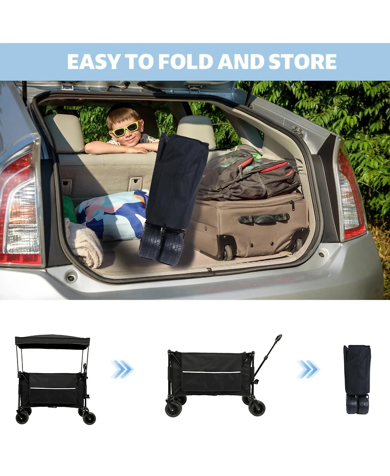 Mondawe 480lbs Collapsible Storage Wagon Utility Carts with Mosquito Net & Removable Canopy