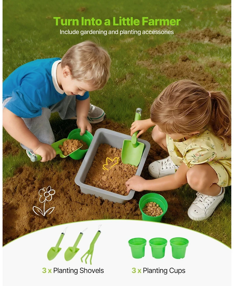Mecale Wooden Outdoor Mud Kitchen with Double Sinks for Kids, Ages 3