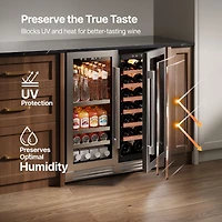 Ca'Lefort 30-inch Wine Beverage Refrigerator, 80 Can and 33 Bottle,Dual Zone, Stainless Steel French Door,for home bar