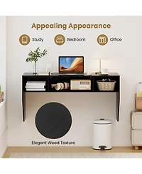 Mecale Floating Wall-Mounted Computer Desk with 3 Storage Compartments, Home Office