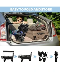 Mondawe 480lbs Collapsible Storage Wagon Utility Carts w/ Mosquito Net, Ice Pack, Removable Canopy