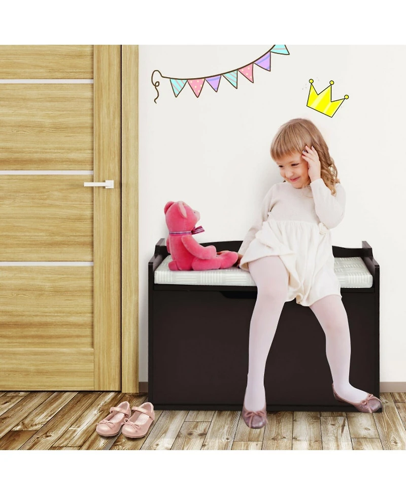 Gouun Flip-Top Kids Toy Storage Chest and Bench with Cushioned Seat