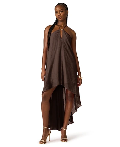 Steve Madden Juniors' Halter Neck Sleeveless High-Low Dress