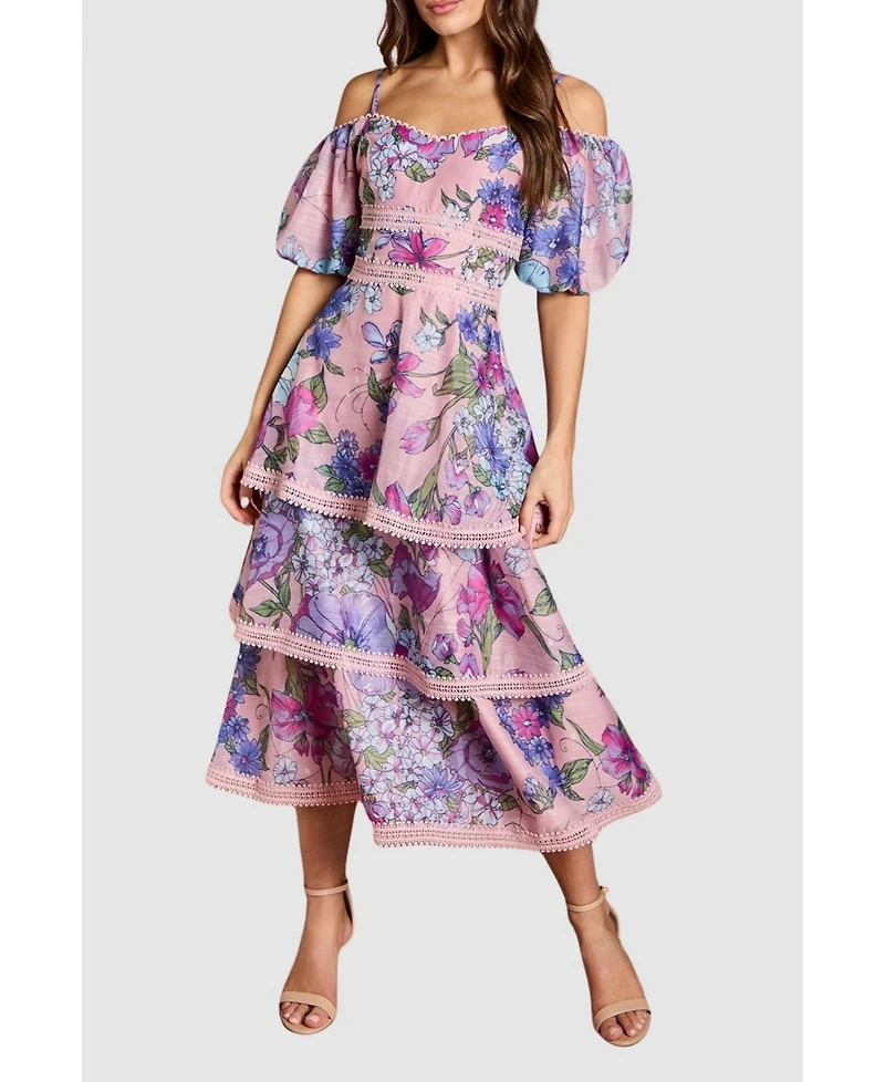 Coast Women's Printed Lace Midi Dress
