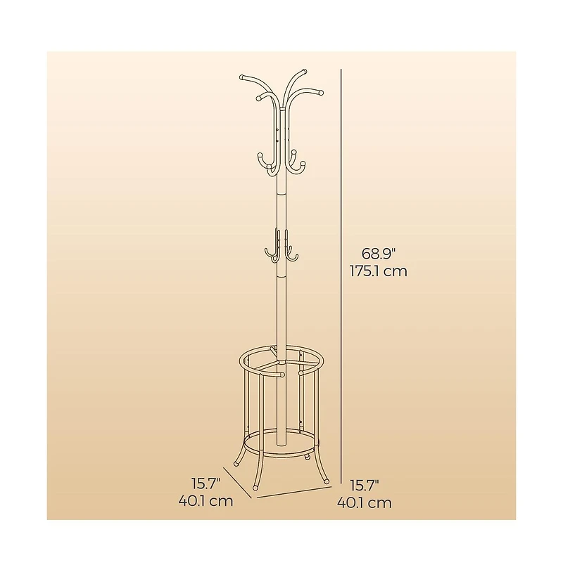 Slickblue Freestanding Metal Coat Rack with Umbrella Holder for Hallway