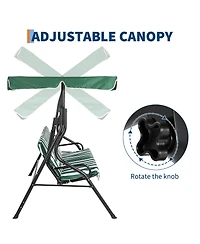 GarveeLife 3-Seat Patio Swing Chair with Adjustable Canopy Thick Waterproof Cushions, Heavy-Duty Steel Frame Outdoor Glider Bench for Yard