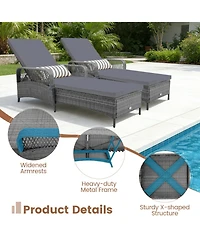 Sugift Outdoor Chaise Lounge Chair Patio Recliner with 6-Level Backrest