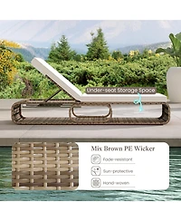 7-Position Adjustable Pe Rattan Outdoor Chaise Lounge Chair