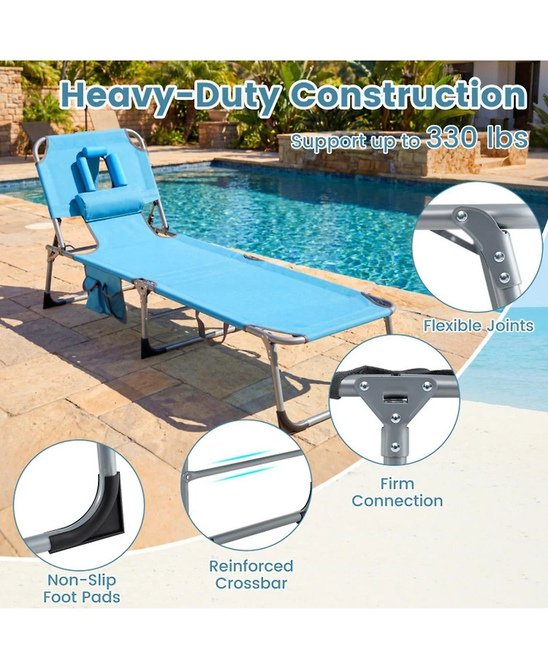 Sugift Folding Tanning Chair with Face and Arm Holes