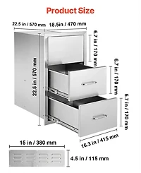 Sugift Triple Access Kitchen Drawers 18.5in W 22.5in H