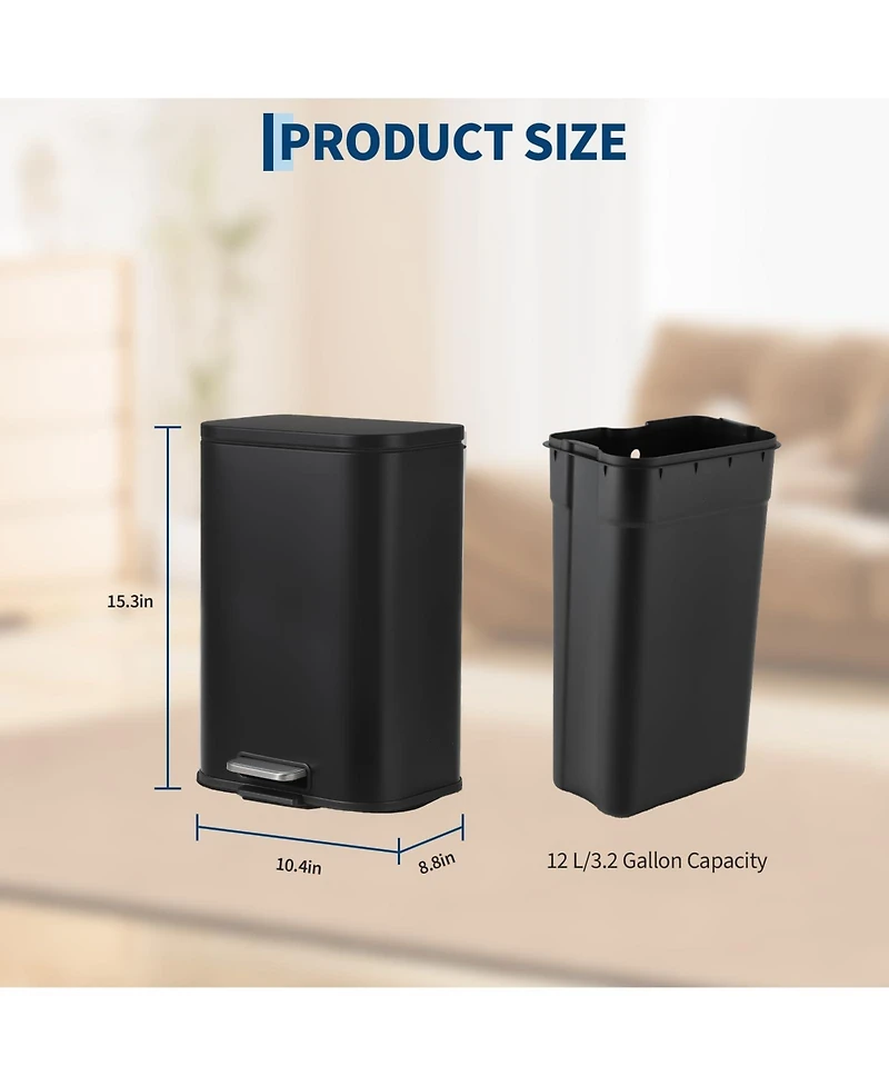 Gaomon Dual Compartment Step Trash Can, 2 x 30L Stainless Steel Recycle Bin with Independent Lids and Removable Inner Buckets