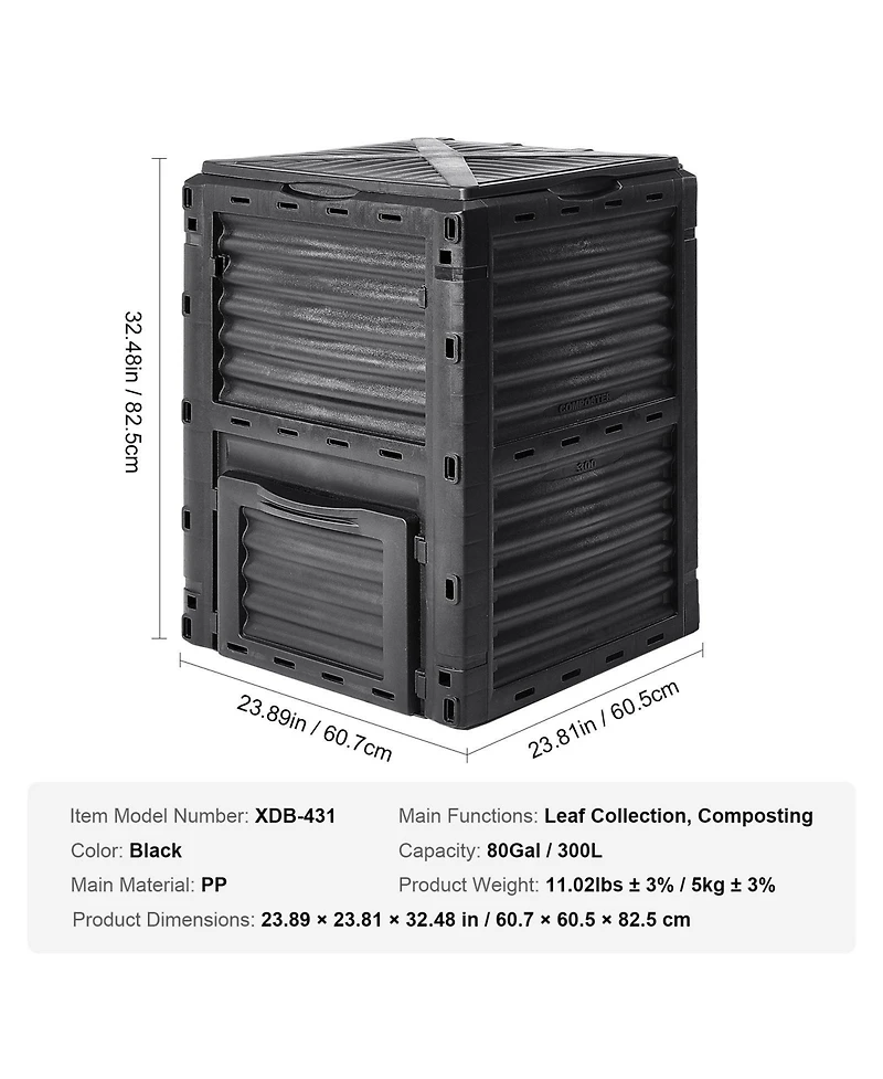 Sugift Outdoor Compost Bin 80 Gal Bpa Free with Sliding Door and Ventilation