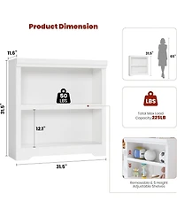 gaomon 2-Tier Farmhouse Bookshelf, 31.5" Tall Open Bookcase with Adjustable Shelves, 31.5" Wide Storage for Home Office Living Room Bedroom