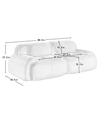Rainsken Boneless Loveseat Sofa, Corduroy Fabric Modular Sectional Couches with Curved Armrests and Anti-slip Design for Living Room