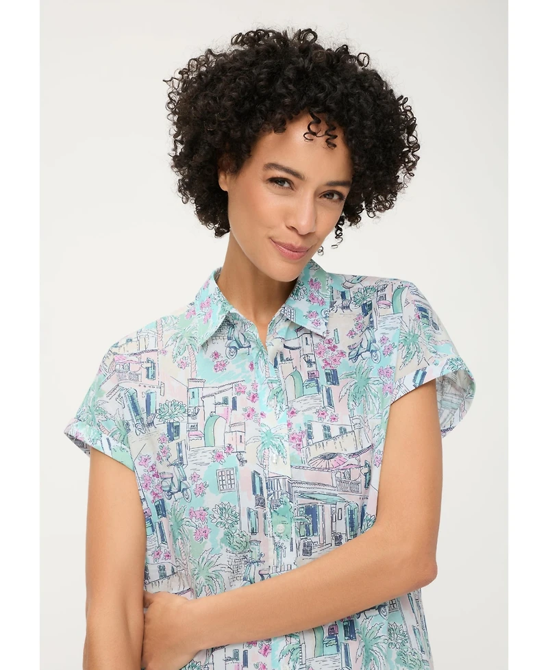 Olsen Women's Italian Villa Print Shirt